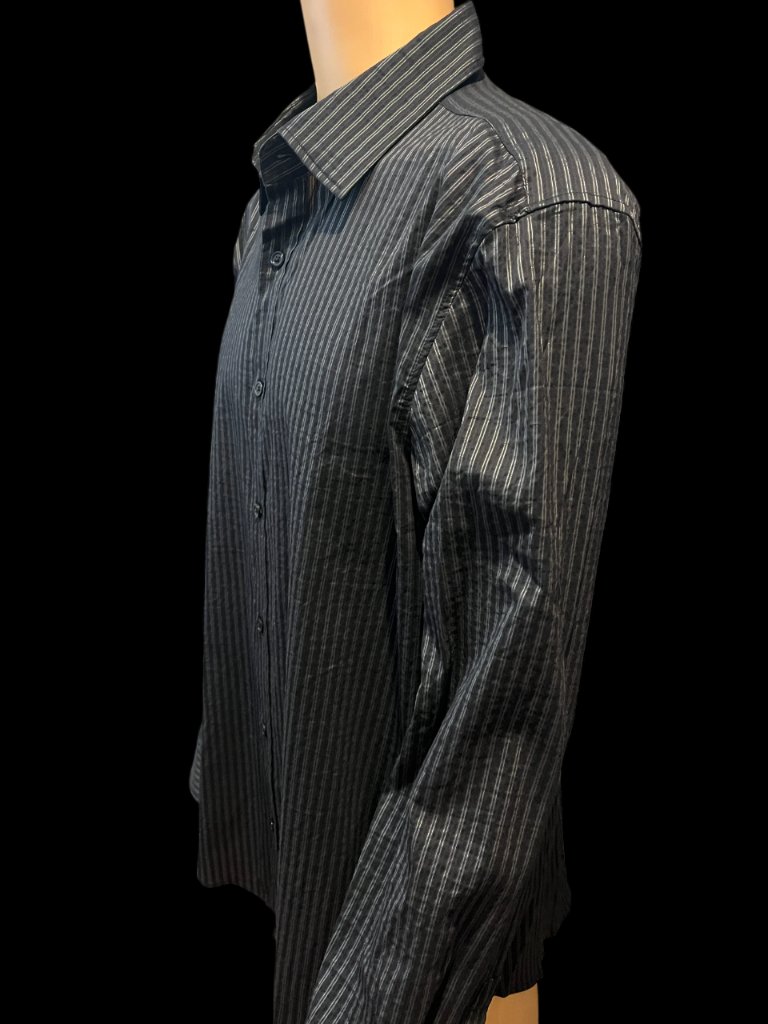 Hugo Boss Black Shirt, Silver Stripped Stretch Slim Fit 2xl Nwot — image 4 of 7